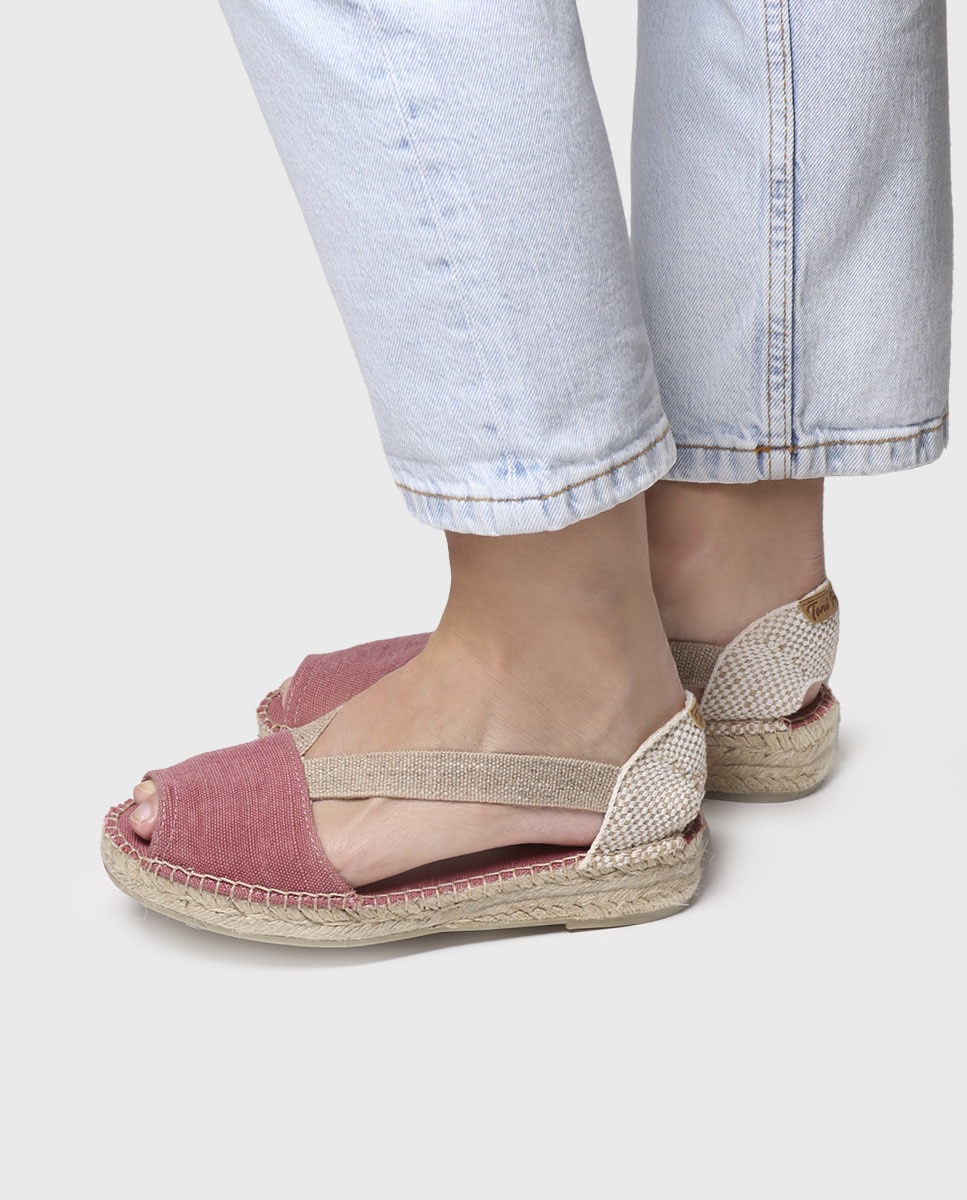 Alpargatas de cuña de mujer de tejido con elásticos - Toni Pons - Rosa Rosa-4