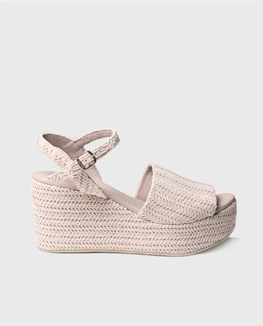 Imagen 0 de Sandalias de plataforma de mujer de tejido con hebilla