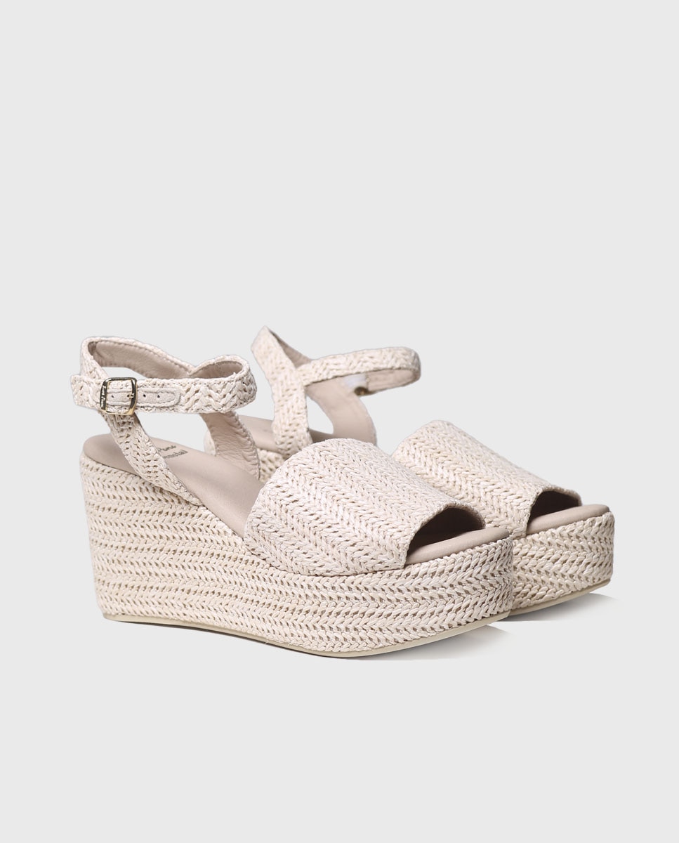 Sandalias de plataforma de mujer de tejido con hebilla - Toni Pons - Crudo Crudo-2
