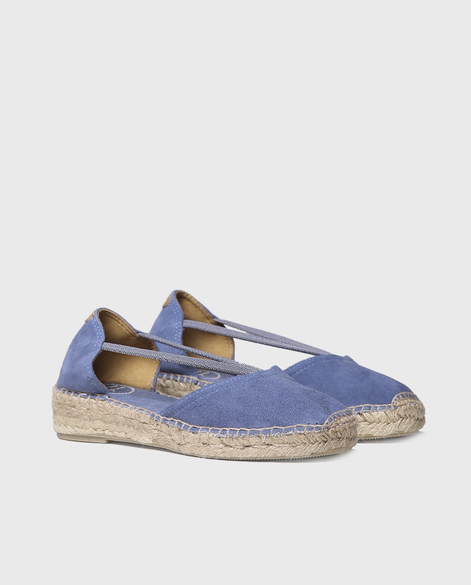 Alpargatas de cuña de mujer de ante con elásticos - Toni Pons - Azul índigo Azul índigo-4