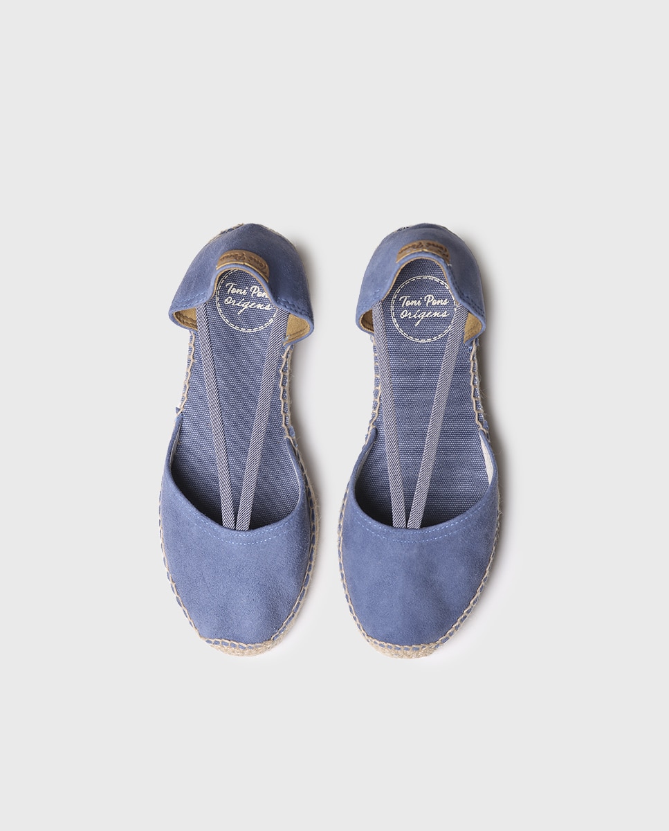 Alpargatas de cuña de mujer de ante con elásticos - Toni Pons - Azul índigo Azul índigo-3