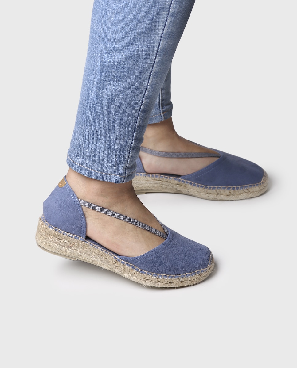 Alpargatas de cuña de mujer de ante con elásticos - Toni Pons - Azul índigo Azul índigo-2