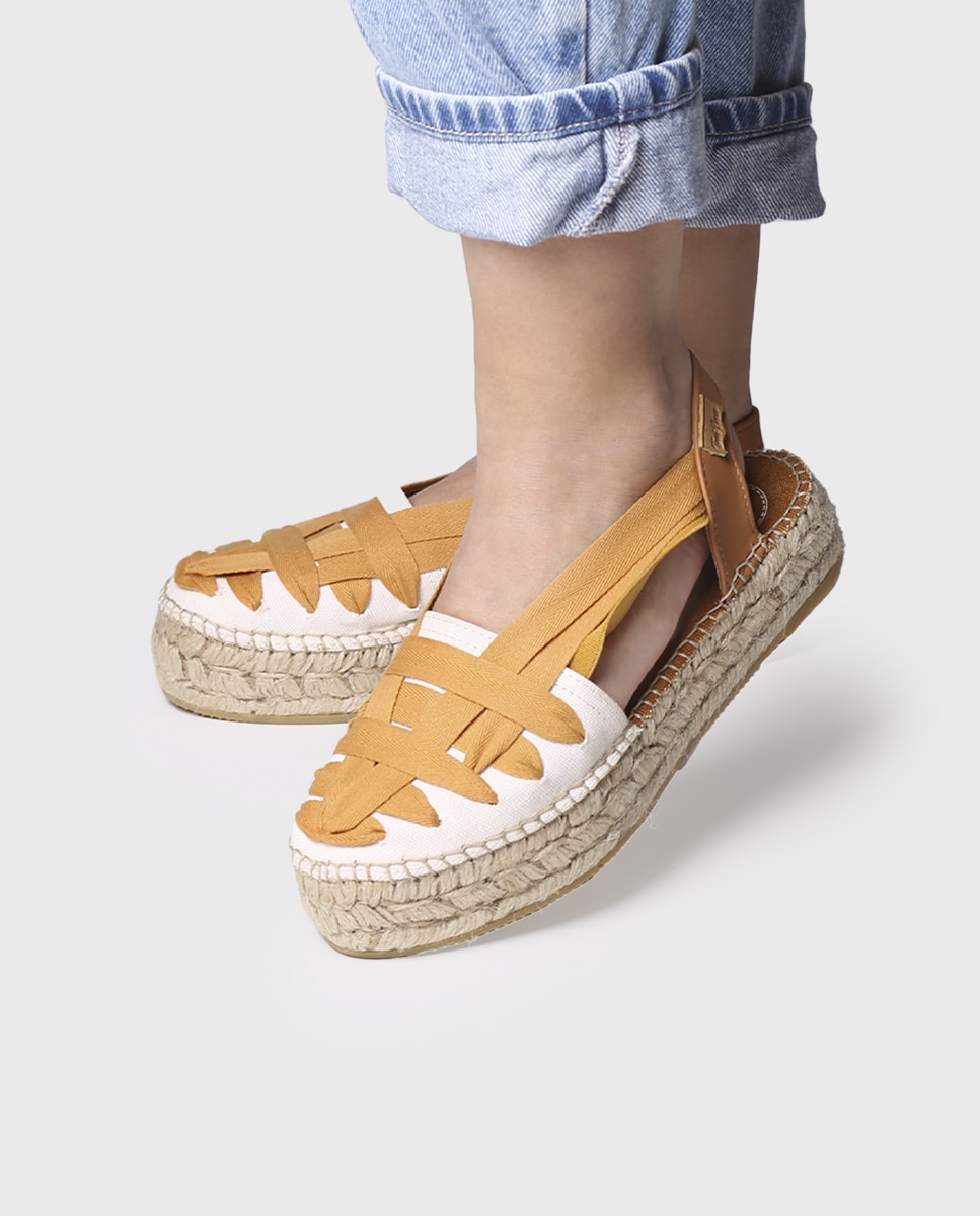 Alpargatas planas de mujer de algodón con elásticos - Toni Pons - Amarillo Amarillo-4