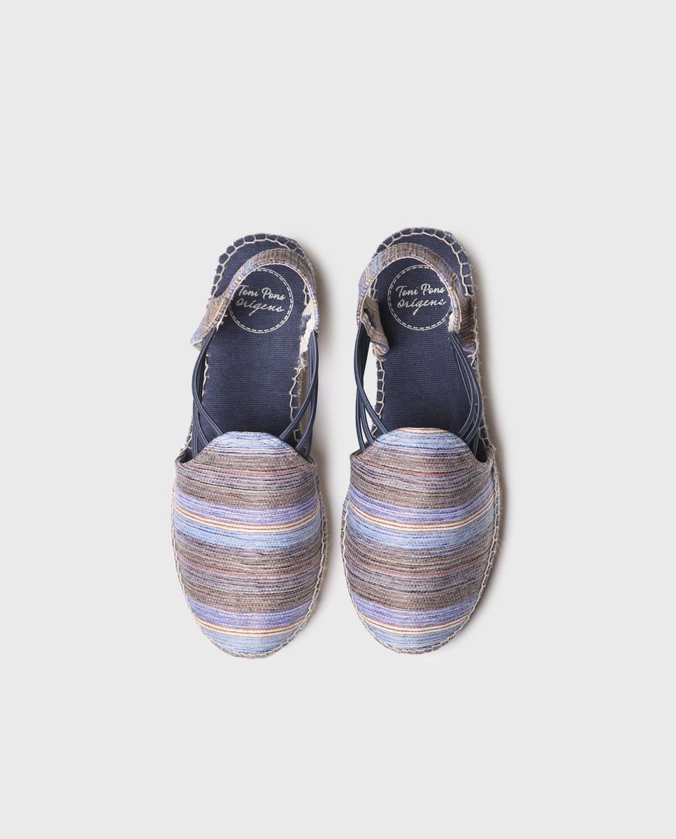 Alpargatas de cuña de mujer de tejido estampado con elásticos - Toni Pons - Azul Azul-3
