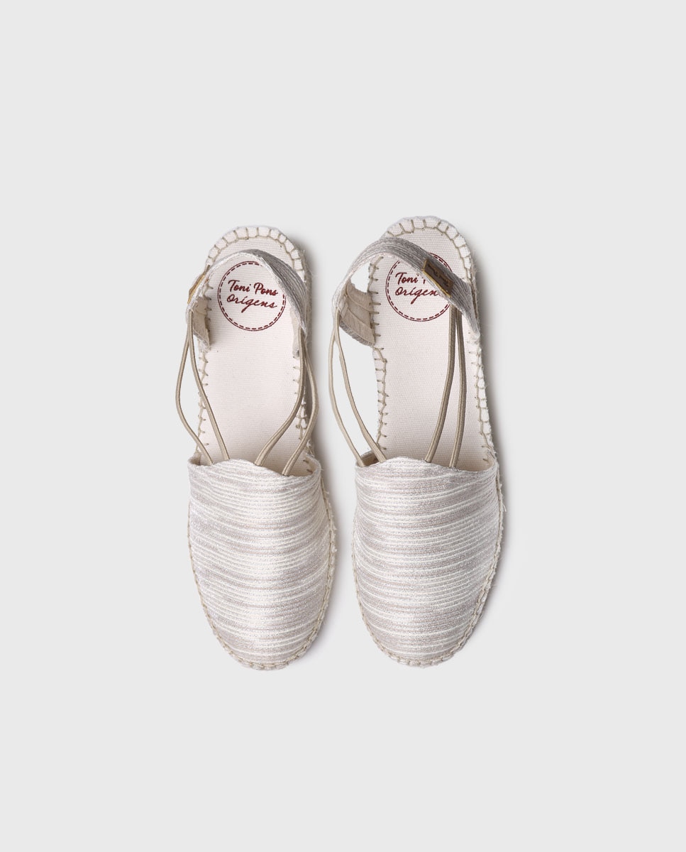 Alpargatas de cuña de mujer de tejido con tiras elásticas - Toni Pons - Crudo Crudo-3