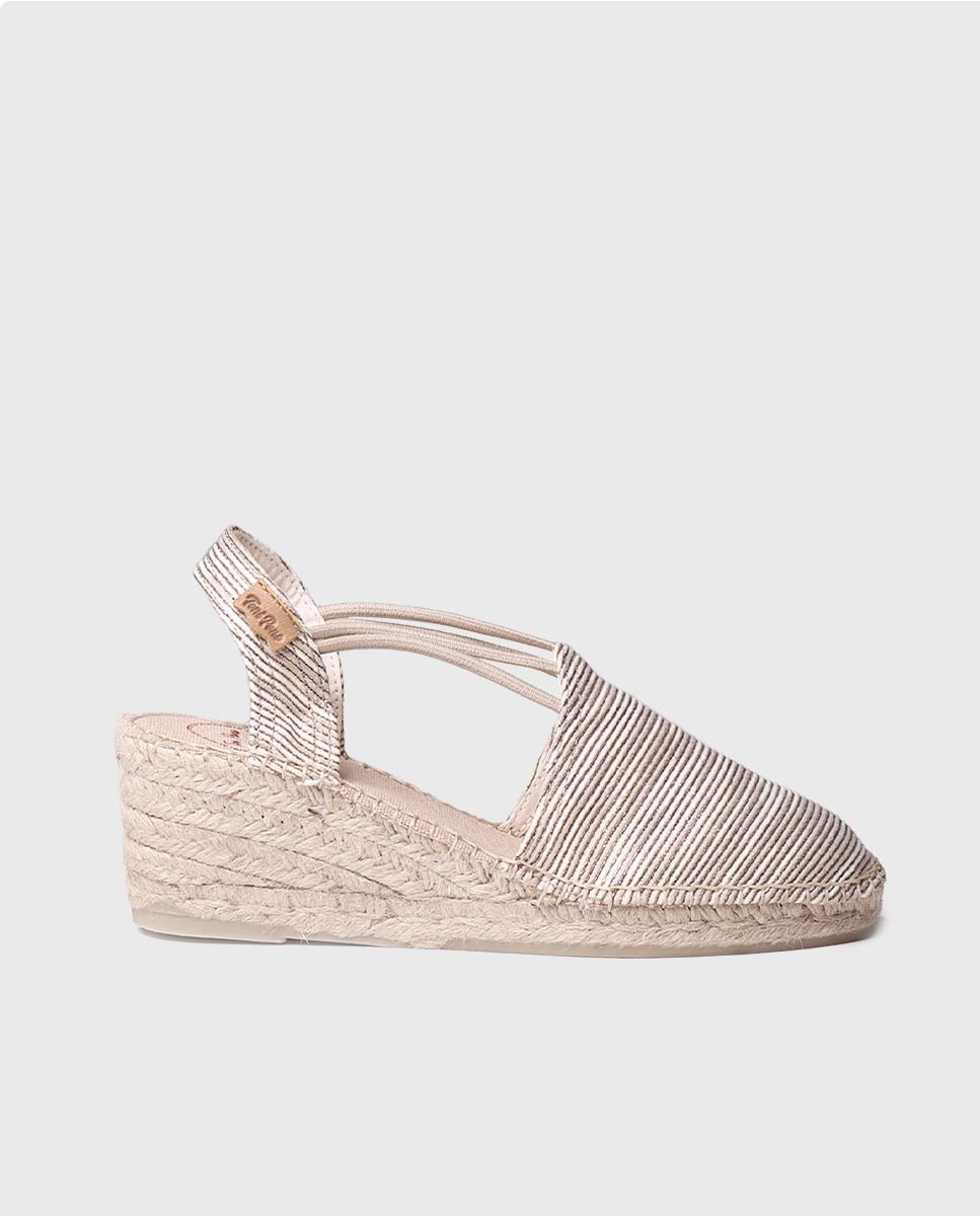 Alpargatas de cuña de mujer de tejido con tiras elásticas - Toni Pons - Beige Beige-1