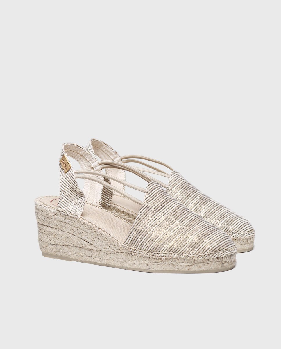 Alpargatas de cuña de mujer de tejido con tiras elásticas - Toni Pons - Beige Beige-2