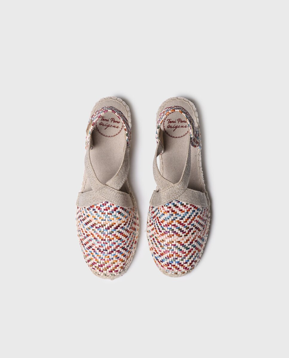 Alpargatas de cuña de mujer de tejido estampado con elásticos - Toni Pons - Multicolor Multicolor-3