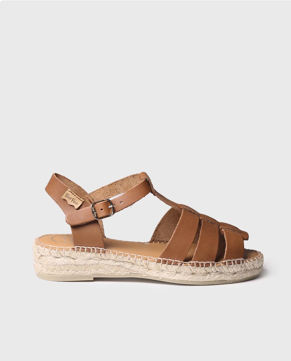 Sandalias planas de mujer de piel con hebilla - Toni Pons - Marrón Marrón-1