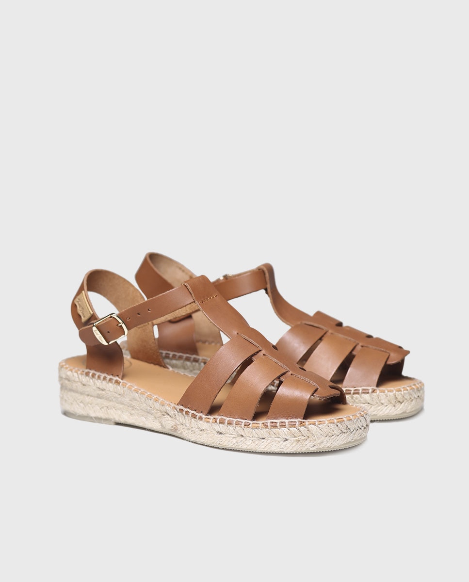 Sandalias planas de mujer de piel con hebilla - Toni Pons - Marrón Marrón-4
