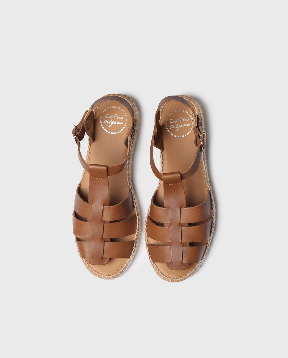Sandalias planas de mujer de piel con hebilla - Toni Pons - Marrón Marrón-3
