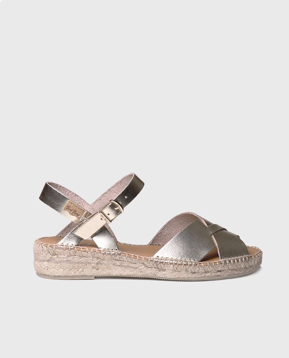 Sandalias planas de mujer de piel con hebilla - Toni Pons - Oro Oro-1