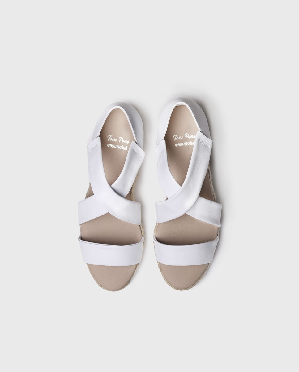 Alpargatas de cuña de mujer de piel con hebilla - Toni Pons - Blanco Blanco-3