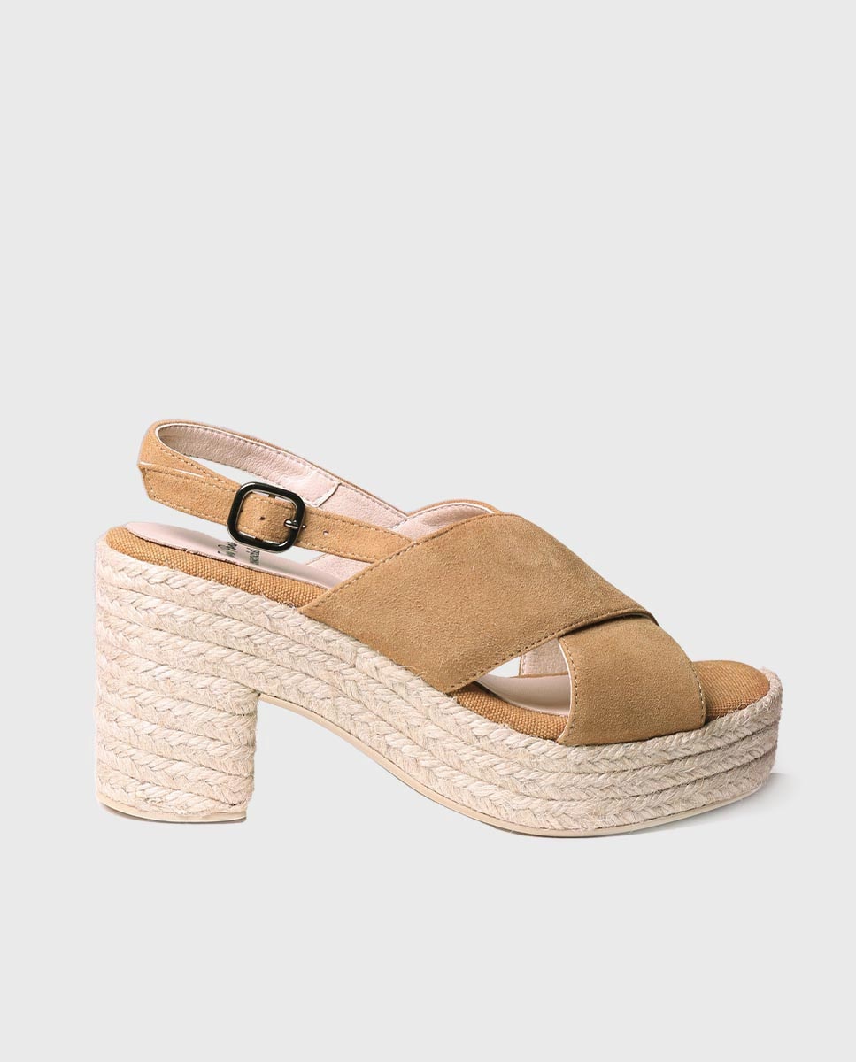 Sandalias de tacón de mujer de ante en tonos lisos con hebilla - Toni Pons - Marrón Marrón-1