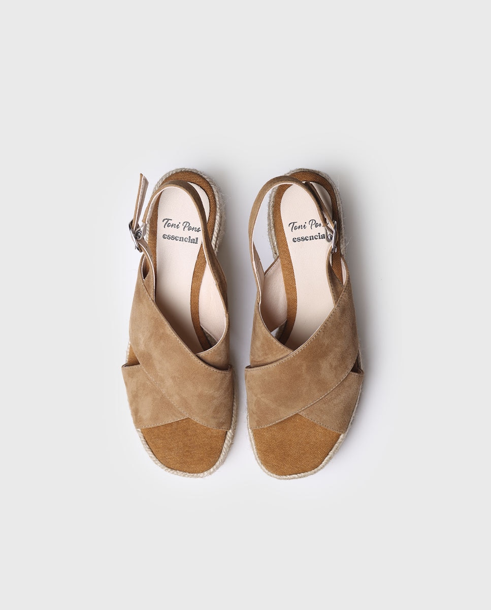 Sandalias de tacón de mujer de ante en tonos lisos con hebilla - Toni Pons - Marrón Marrón-3