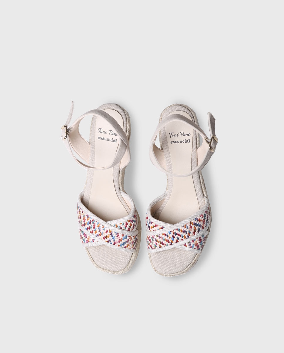 Sandalias de tacón de mujer de tejido estampado con hebilla - Toni Pons - Multicolor Multicolor-3