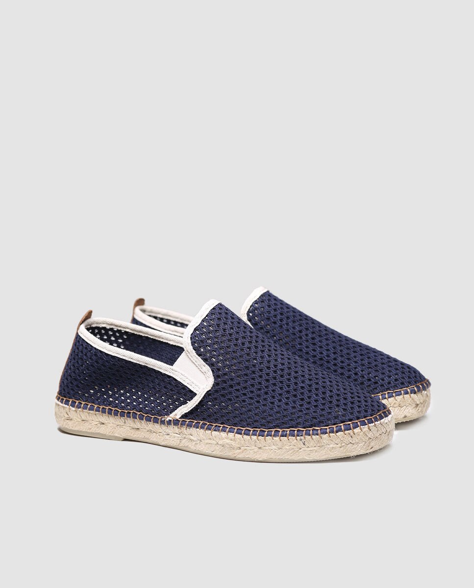 Alpargatas planas de hombre de tejido de rejilla con elásticos - Toni Pons - Azul marino Azul marino-2