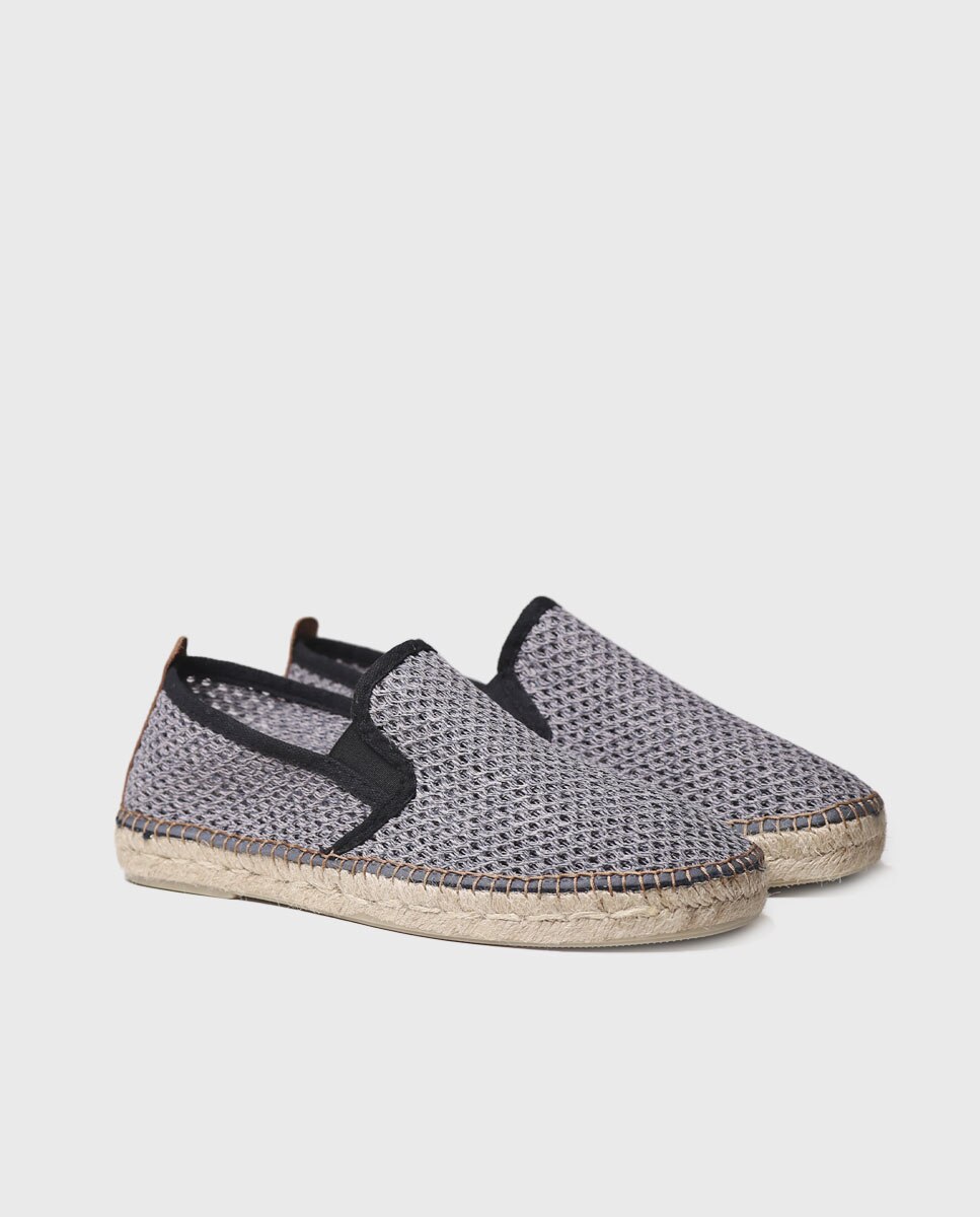 Alpargatas planas de hombre de tejido de rejilla con elásticos - Toni Pons - Gris Gris-2