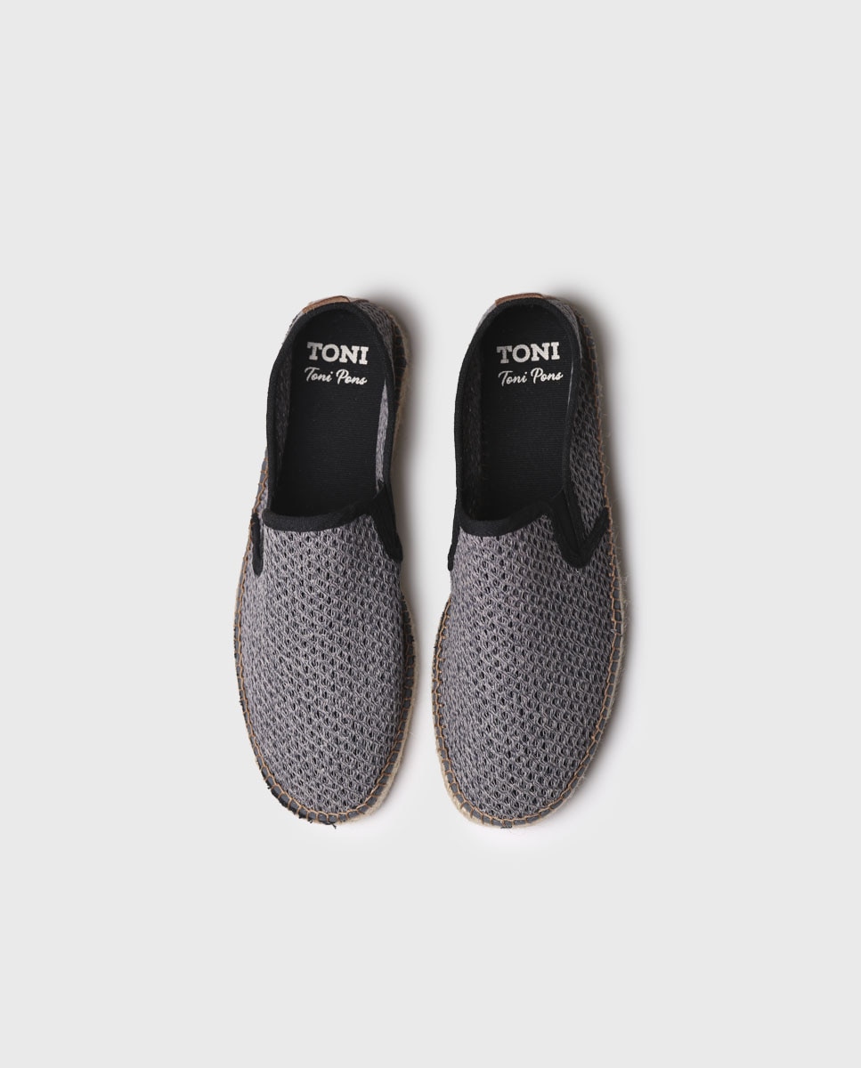 Alpargatas planas de hombre de tejido de rejilla con elásticos - Toni Pons - Gris Gris-3
