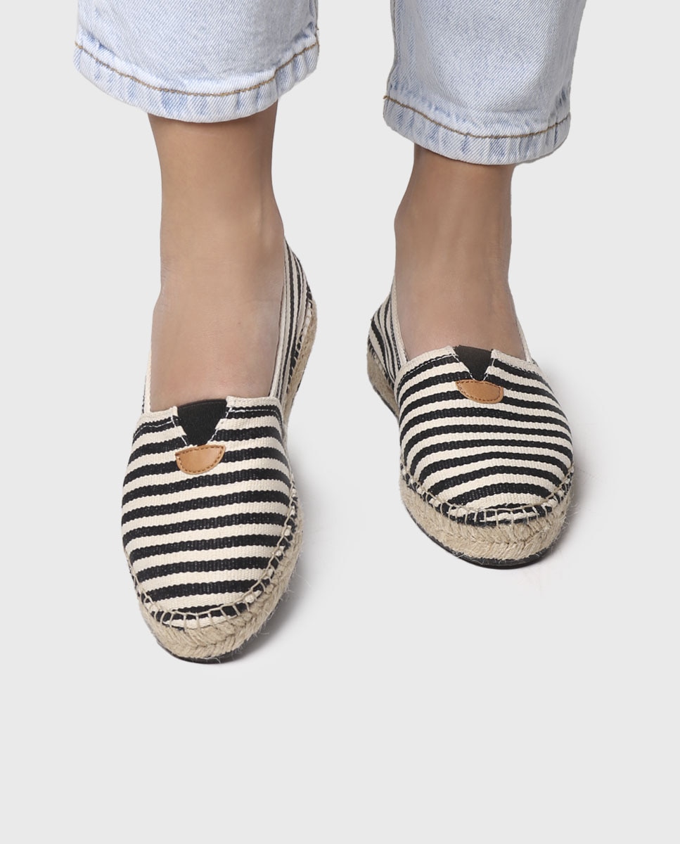 Alpargatas planas unisex de tejido a rayas - Toni Pons - Negro Negro-4