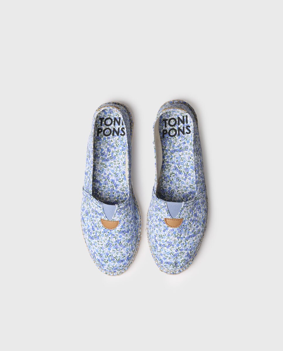 Alpargatas planas unisex de tejido de estampado floral - Toni Pons - Azul Azul-3