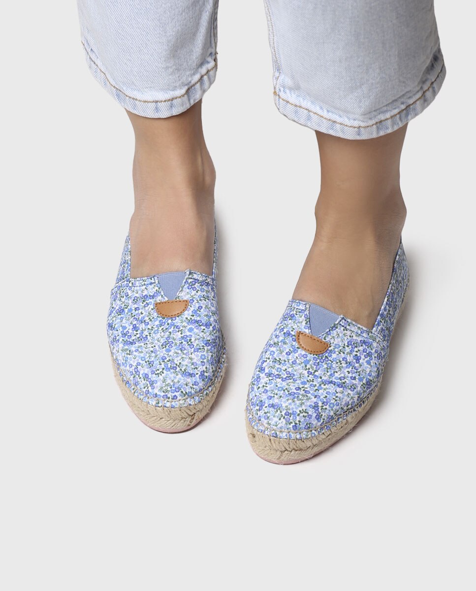 Alpargatas planas unisex de tejido de estampado floral - Toni Pons - Azul Azul-4