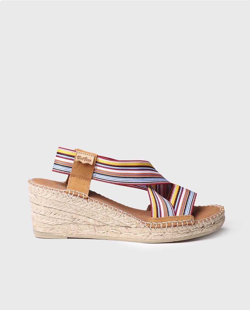 Alpargatas de cuña de mujer de tejido con elásticos - Toni Pons - Multicolor Multicolor-1