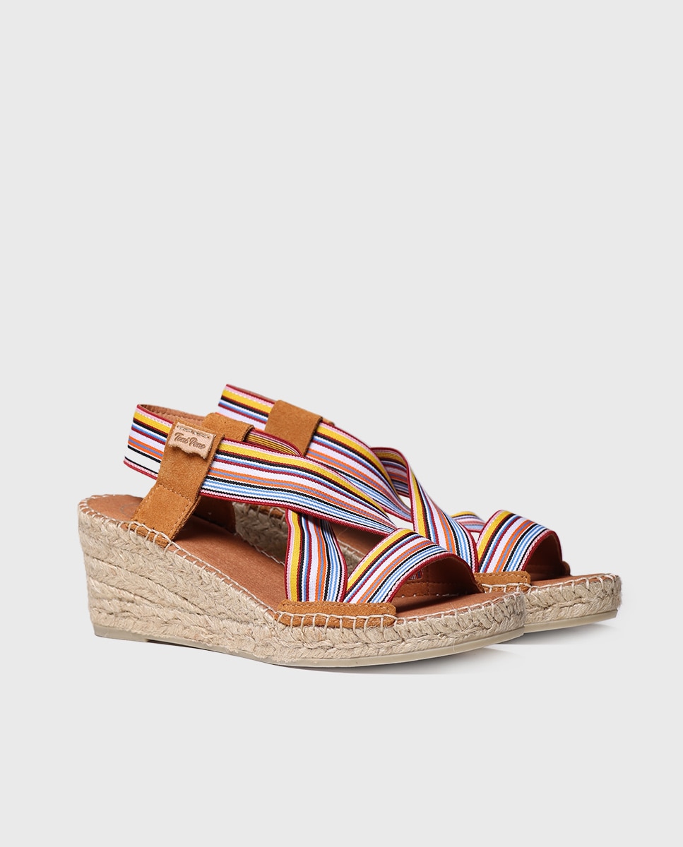 Alpargatas de cuña de mujer de tejido con elásticos - Toni Pons - Multicolor Multicolor-2
