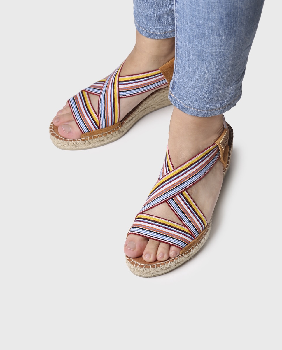 Alpargatas de cuña de mujer de tejido con elásticos - Toni Pons - Multicolor Multicolor-4