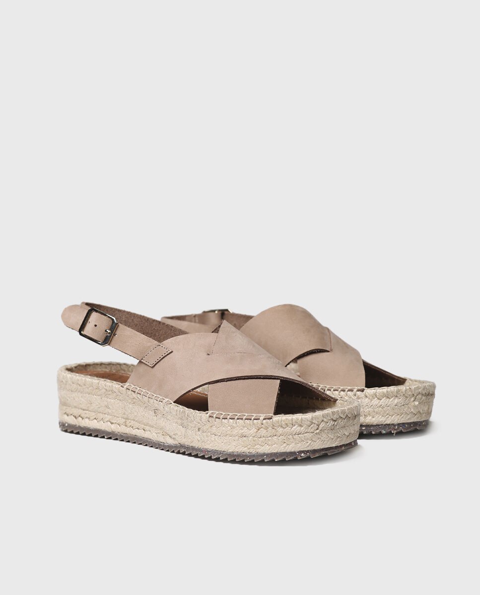 Imagen 2 de Sandalias de plataforma de mujer de piel con hebilla - Marrón Marrón
