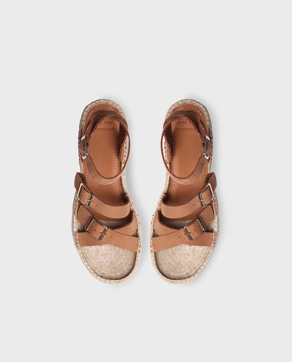 Sandalias de plataforma de mujer de piel con hebilla - Toni Pons - Marrón Marrón-3