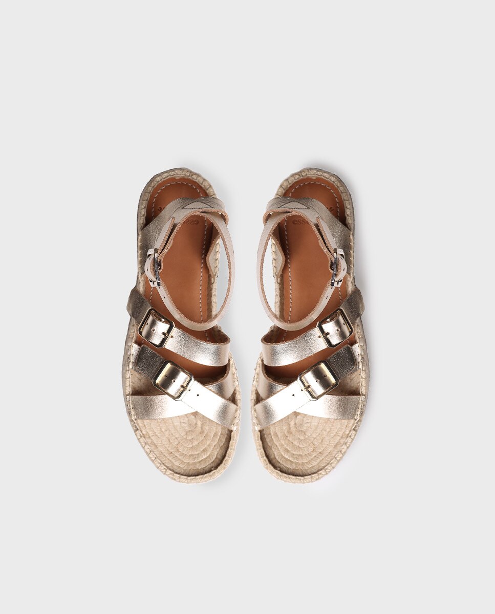 Sandalias de plataforma de mujer de piel con hebilla - Toni Pons - Oro Oro-3