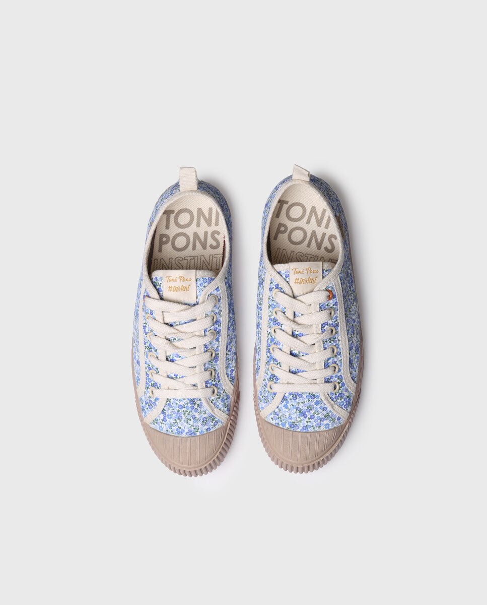 Zapatillas de lona de mujer de tejido con cordones - Toni Pons - Azul Azul-3