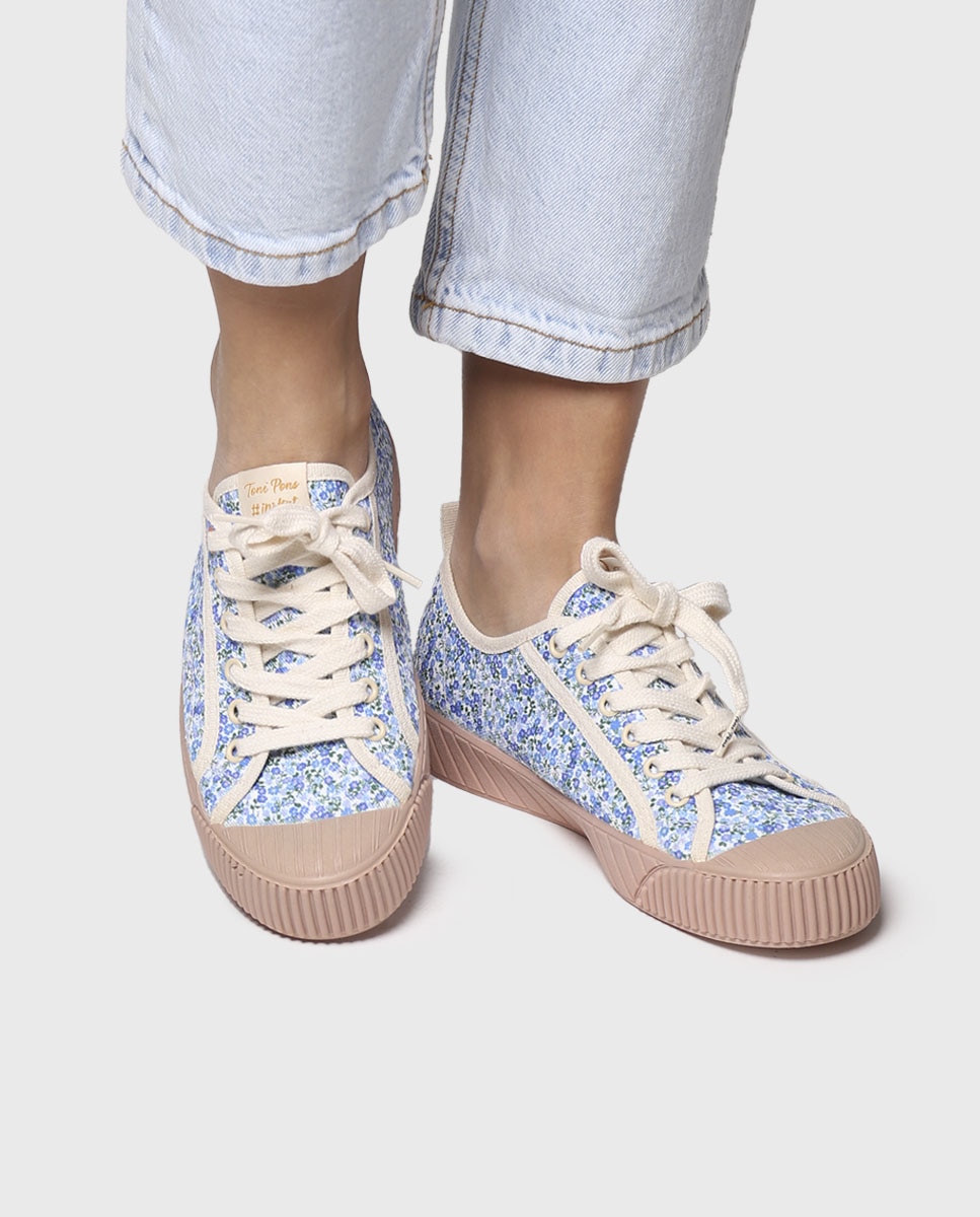 Zapatillas de lona de mujer de tejido con cordones - Toni Pons - Azul Azul-4