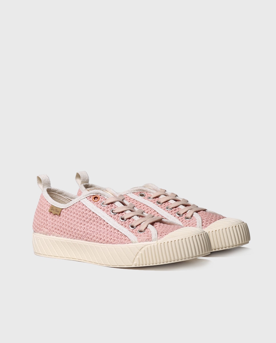 Zapatillas de lona de mujer de tejido con cordones - Toni Pons - Rosa Rosa-2