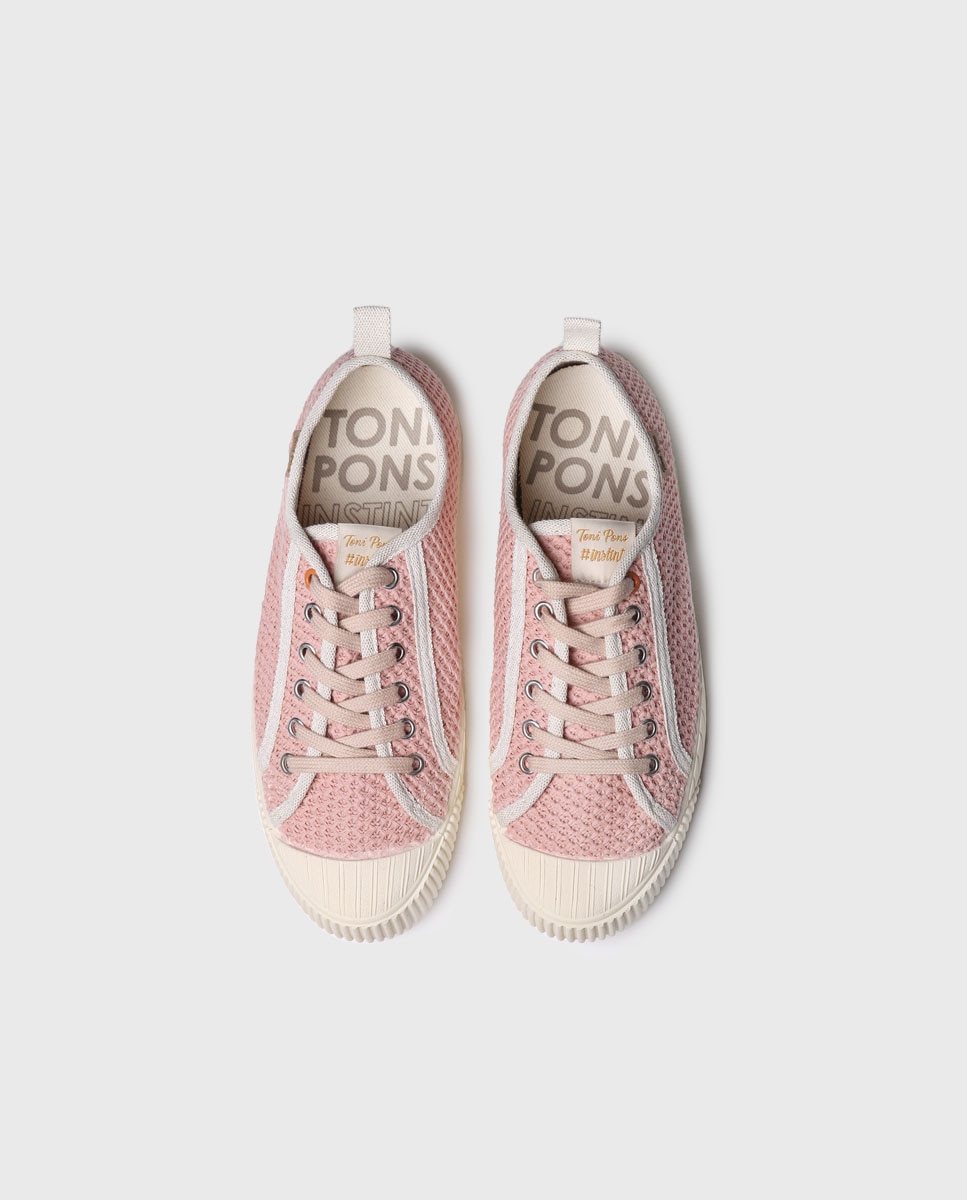 Zapatillas de lona de mujer de tejido con cordones - Toni Pons - Rosa Rosa-3