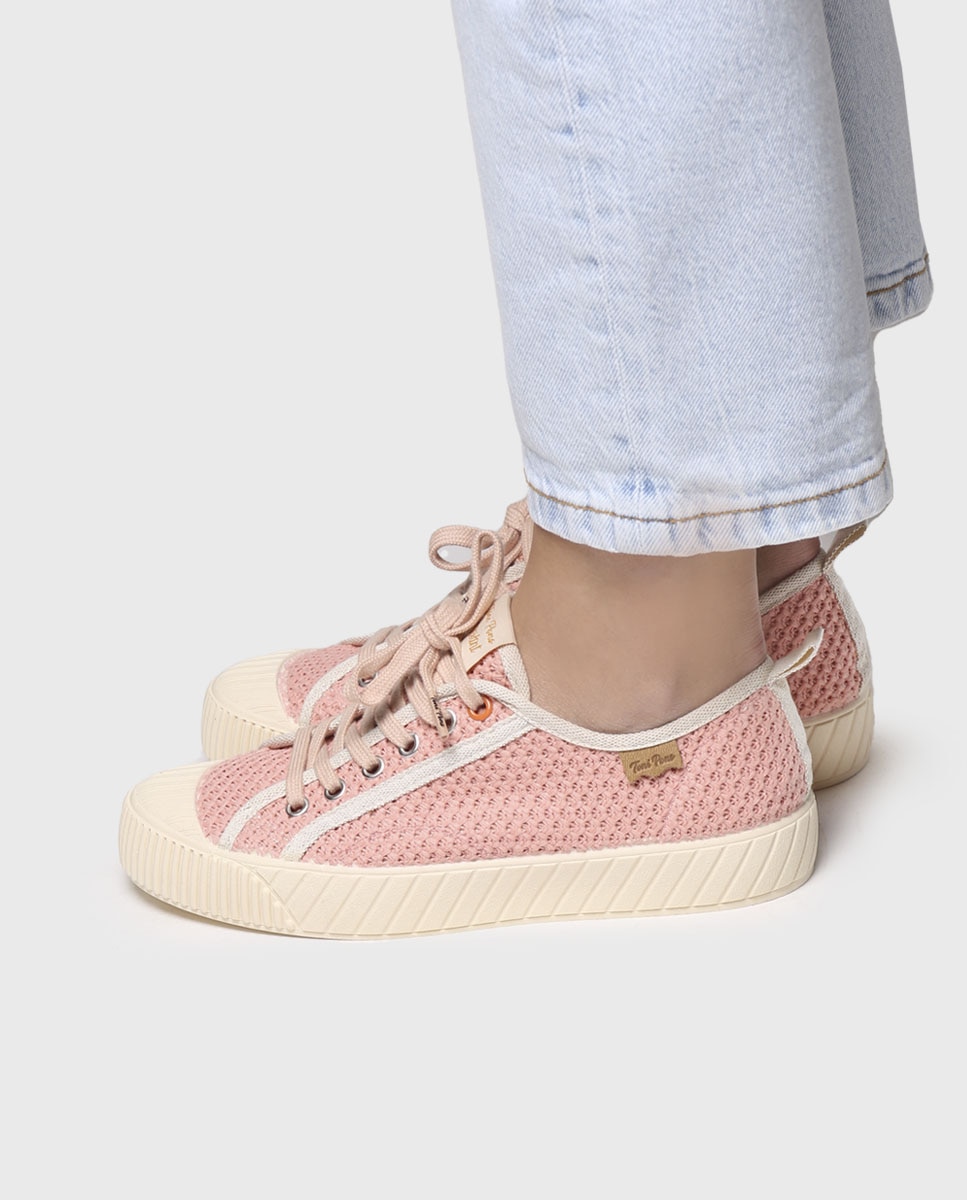 Zapatillas de lona de mujer de tejido con cordones - Toni Pons - Rosa Rosa-4