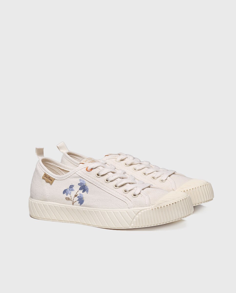 Zapatillas de lona de mujer de tejido con cordones - Toni Pons - Crudo Crudo-4