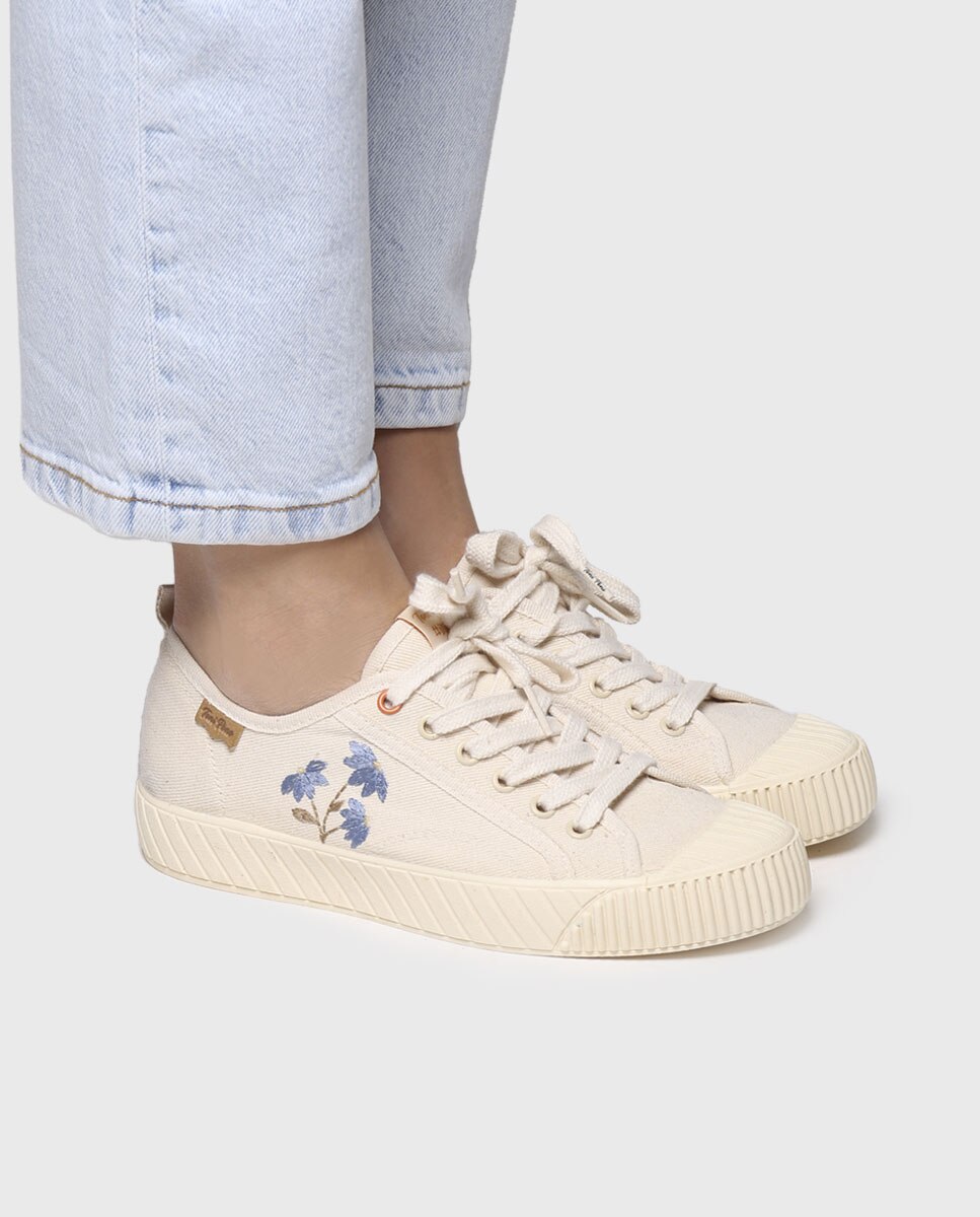 Zapatillas de lona de mujer de tejido con cordones - Toni Pons - Crudo Crudo-2