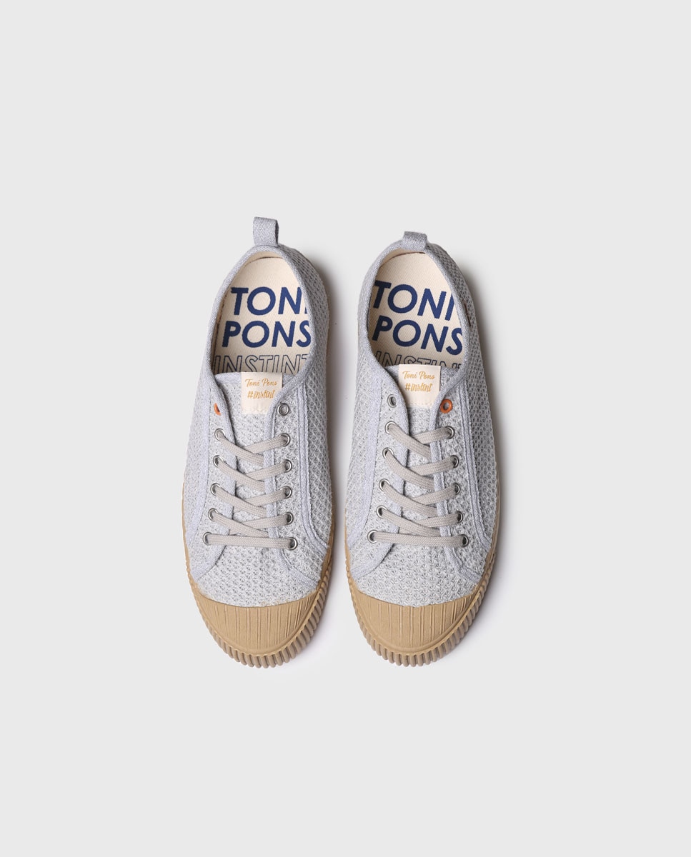 Zapatillas de lona de hombre de tejido de rejilla con cordones - Toni Pons - Gris Gris-3