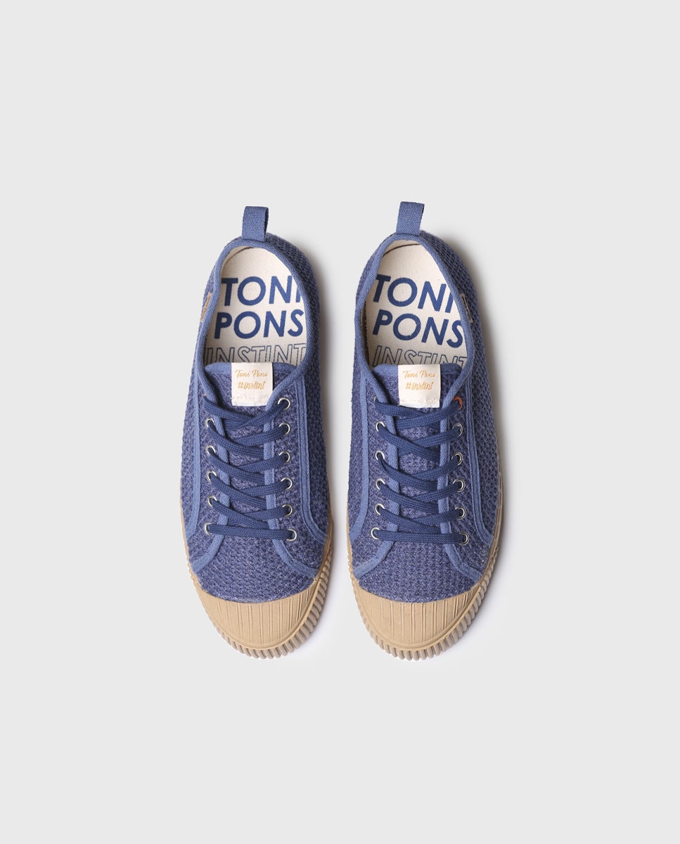 Zapatillas de lona de hombre de tejido de rejilla con cordones - Toni Pons - Azul Azul-3