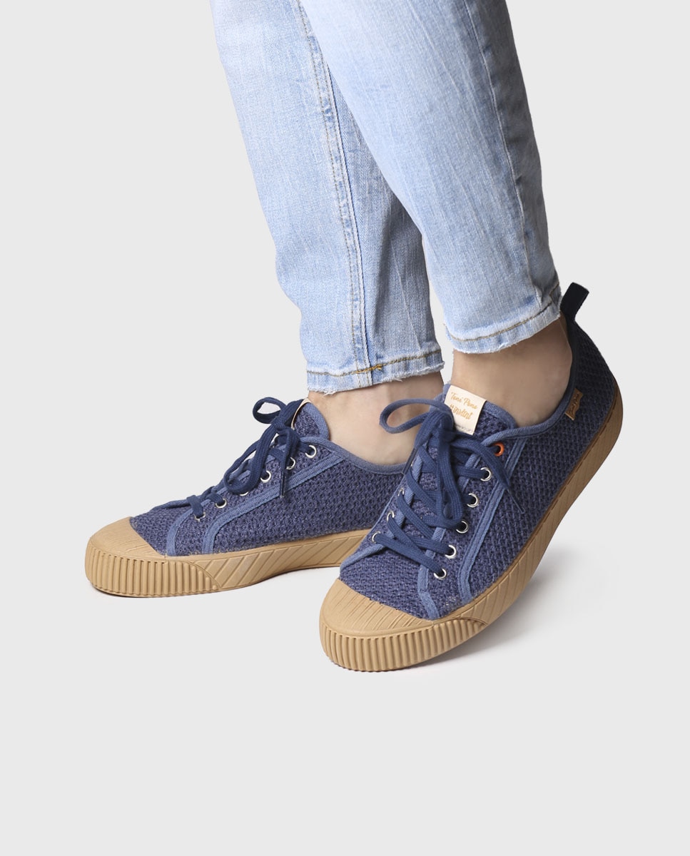 Zapatillas de lona de hombre de tejido de rejilla con cordones - Toni Pons - Azul Azul-4