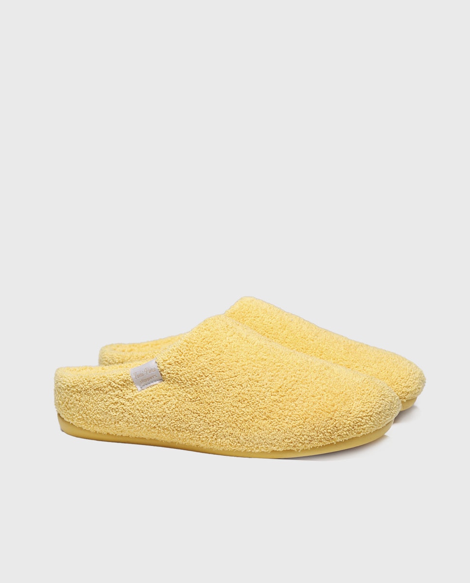 Zapatillas de casa abiertas de mujer de tejido de toalla en tonos lisos - Toni Pons - Amarillo Amarillo-2