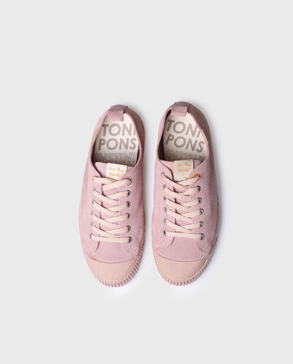 Zapatillas de serraje de mujer con cordones - Toni Pons - Rosa Rosa-3
