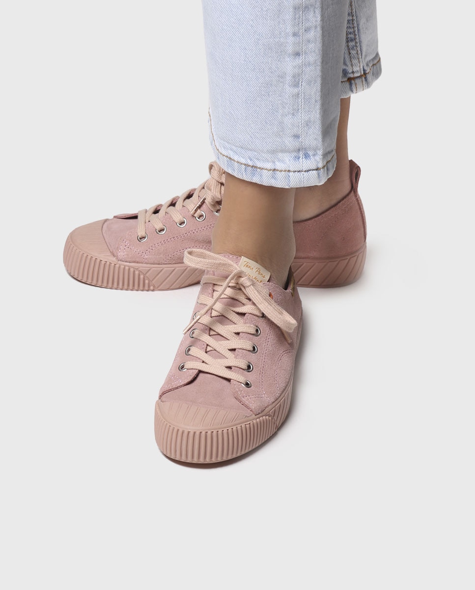 Zapatillas de serraje de mujer con cordones - Toni Pons - Rosa Rosa-4