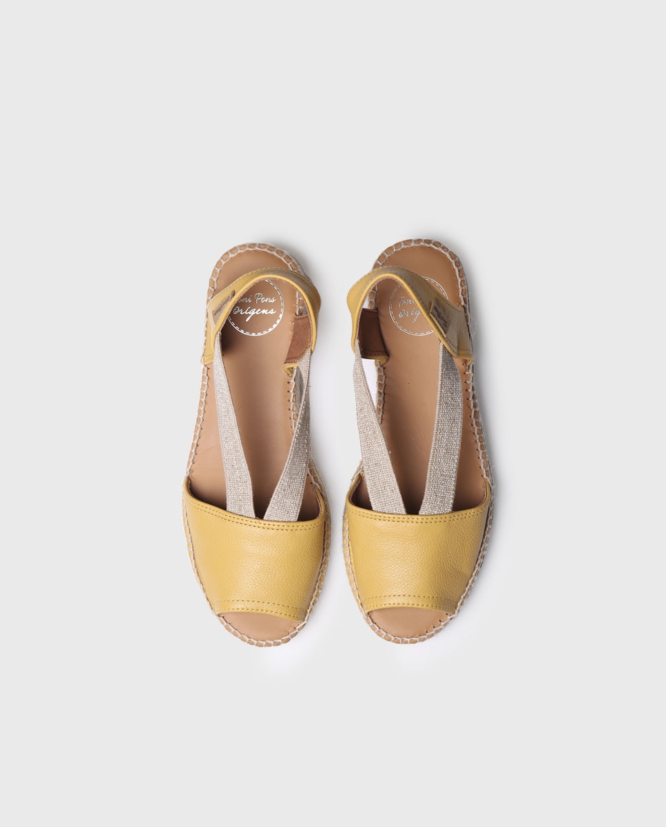 Alpargatas planas de mujer de piel con elásticos - Toni Pons - Amarillo Amarillo-3