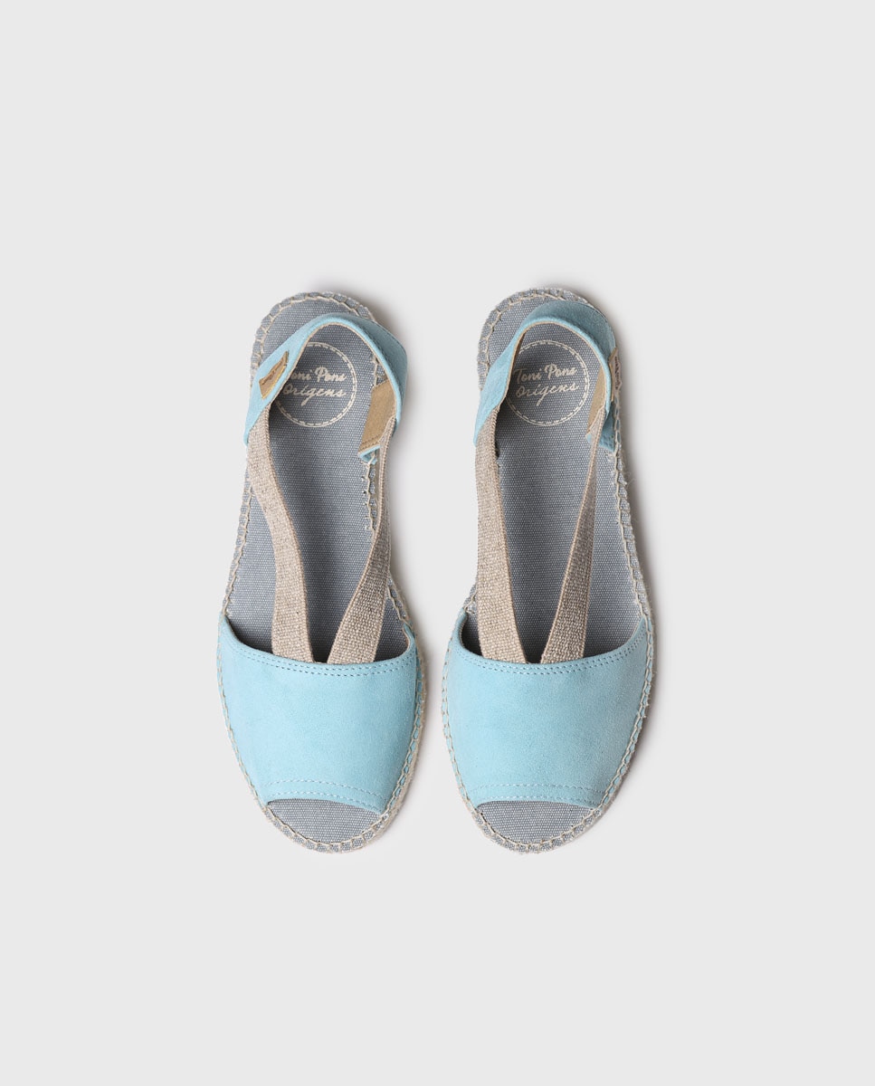 Alpargatas planas de mujer de ante con elásticos - Toni Pons - Turquesa Turquesa-3