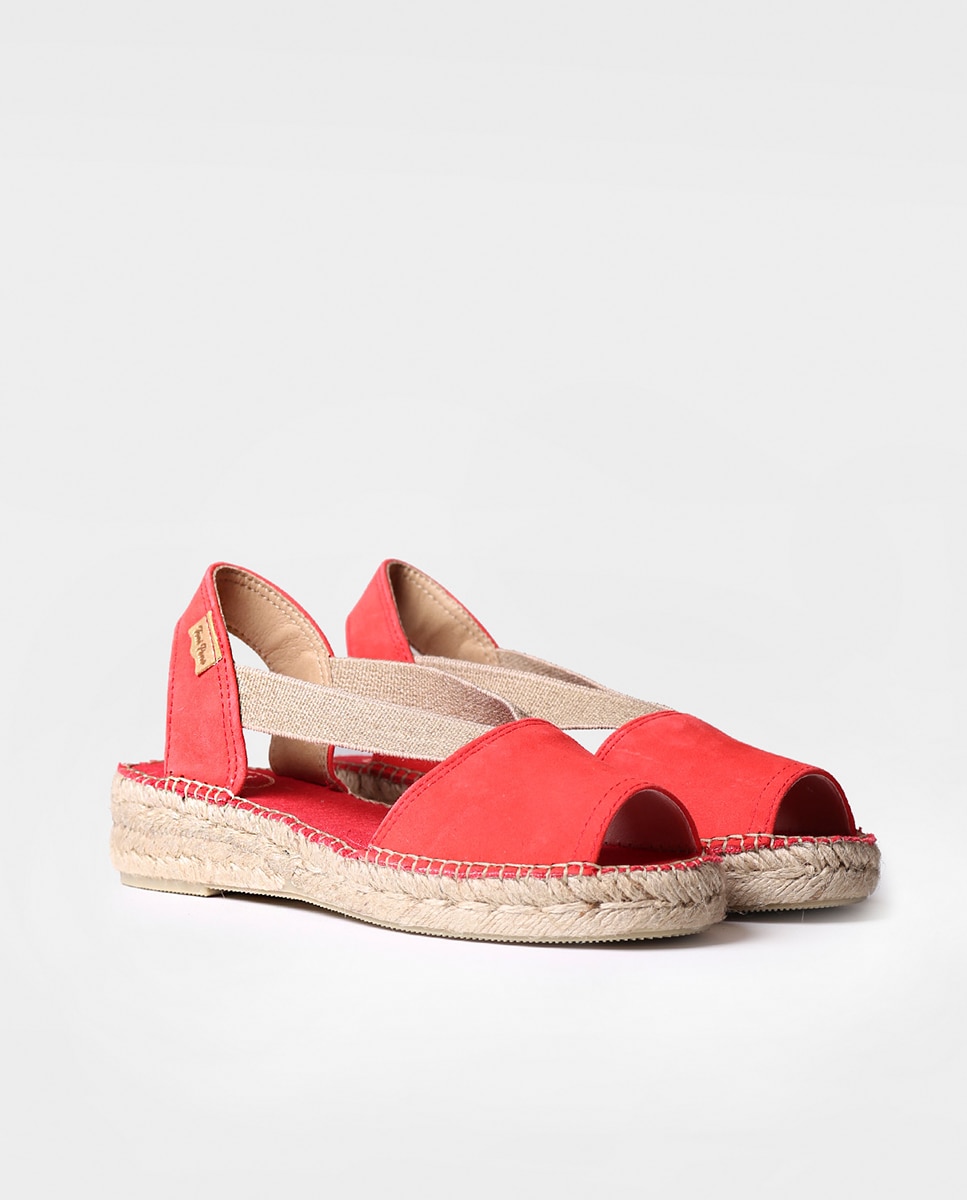 Alpargatas planas de mujer de ante con elásticos - Toni Pons - Rojo Rojo-2