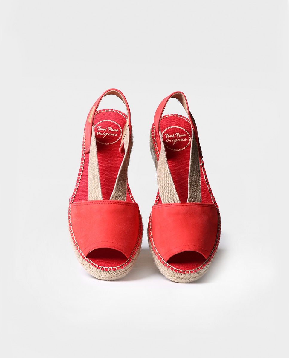 Alpargatas planas de mujer de ante con elásticos - Toni Pons - Rojo Rojo-3