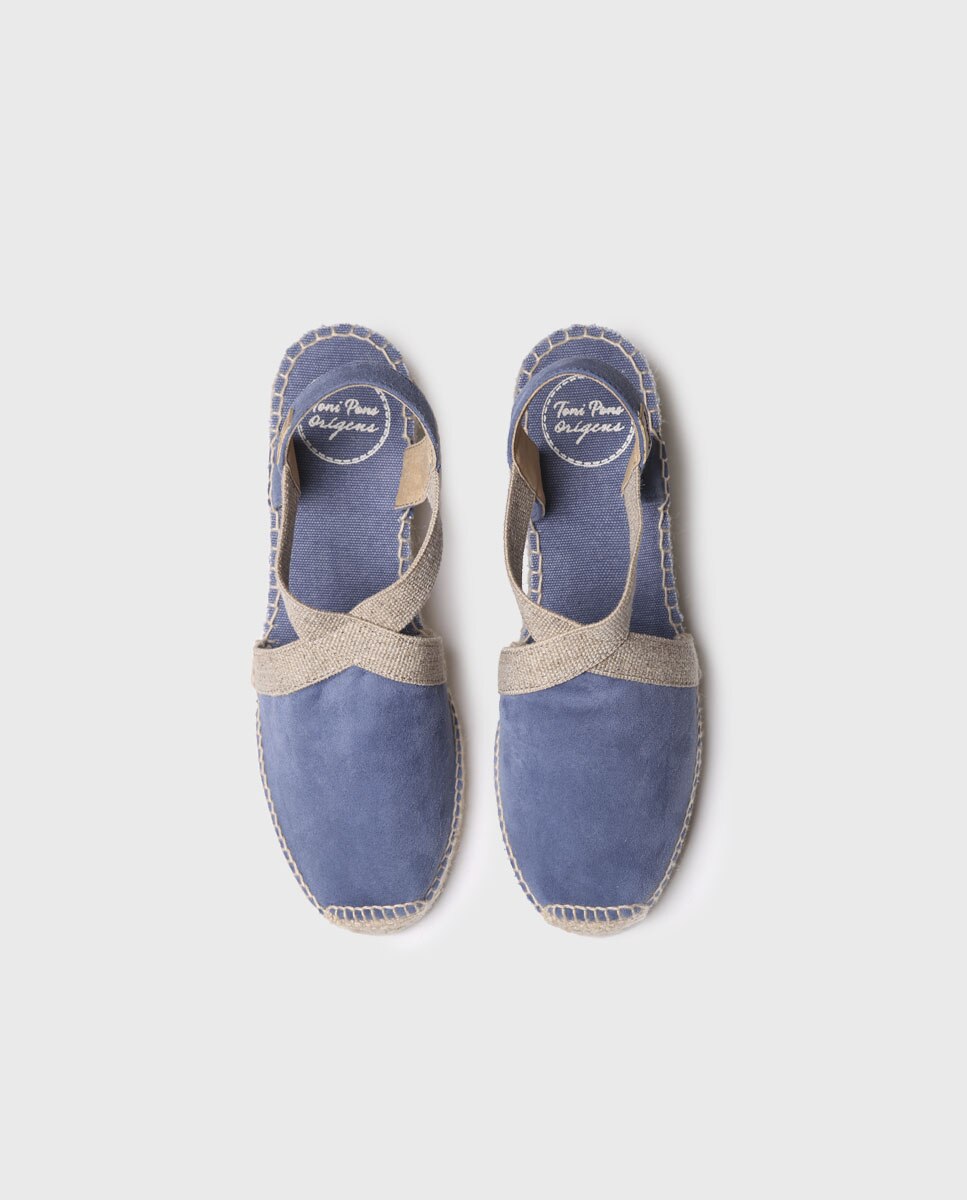 Alpargatas de cuña de mujer de ante con elásticos - Toni Pons - Azul índigo Azul índigo-3